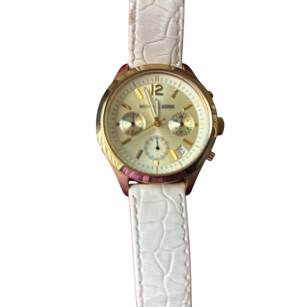 Michael Kors Gold and Cream Chronograph Watch - Picture 2 of 5